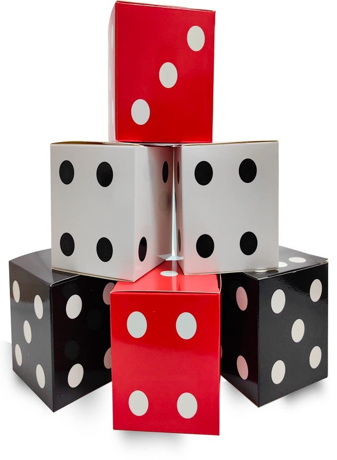 Eylola 12 Pcs Dice Favor Boxes 6 x 6 x 6 Inch dice Boxes Bulk for centerpieces Casino Party Decorations Game Night Decorations Casino Themed Party Goodie Boxes Gift Box (Black, White, Red) - Image 1